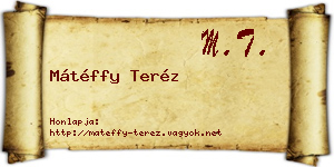 Mátéffy Teréz névjegykártya